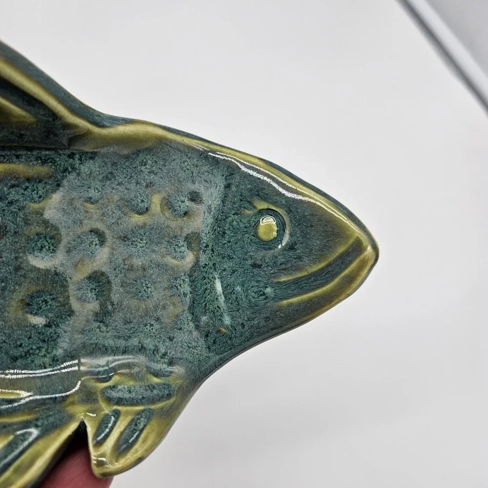 Handmade & Painted Clay Fish Decor/tray Signed Cabin Chic
